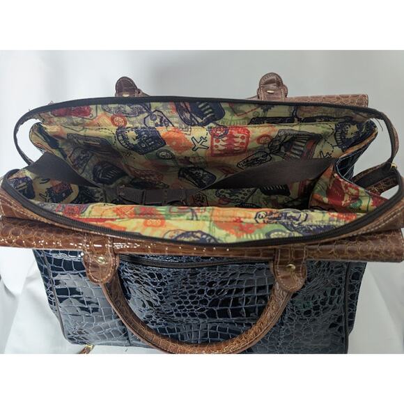 SAMANTHA BROWN Over Night faux crocodile Bag Contemporary Travel Preppy glam - Picture 10 of 12